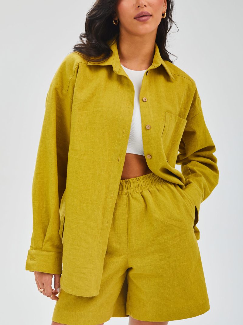 Рубашка женская оверсайз желтая